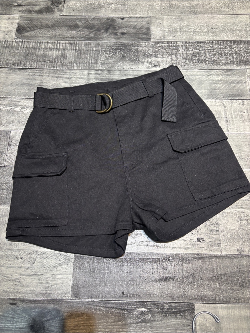 Black Cargo Belted Women’s Shorts